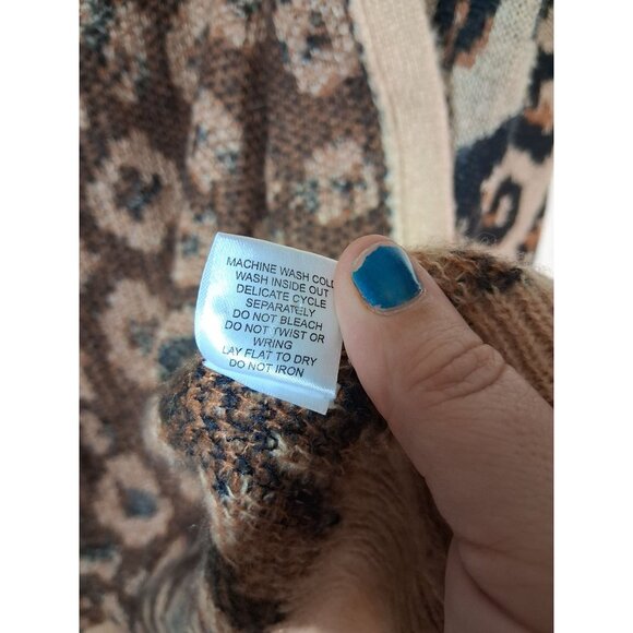 Witty Fox Open Cardigan Sweater Animal Print Business Casual Y2K Winter Sz Large - Picture 6 of 6